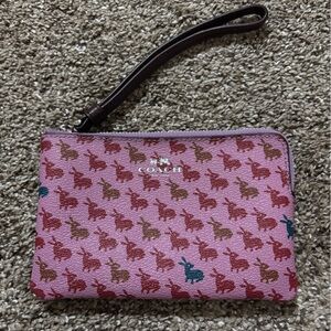 Coach Bunny Easter Wristlet Wallet with Signature Tag